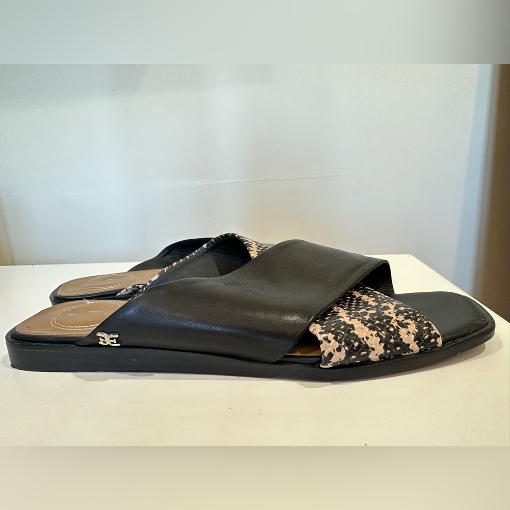 SAM EDELMAN Leather Slides Sandals Flats Shoes in Snakeskin Print, Women 7.5 - Picture 3 of 8